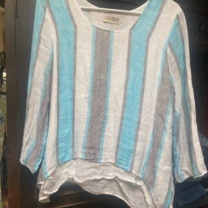 Striped Blue and Gray Women's Top